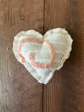 Load image into Gallery viewer, Vintage White and Peachy Pink Chenille heart