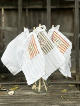 Load image into Gallery viewer, Vintage Chenille American Flag with Red Ticking Stripe-FREEDOM, AMERICA, LIBERTY