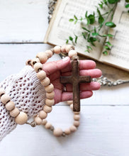 Load image into Gallery viewer, 3 Medium Natural Wood Rosaries Wholesale