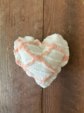Load image into Gallery viewer, Vintage White and Peachy Pink Chenille heart