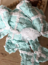 Load image into Gallery viewer, Vintage Turquoise and White Chenille and Pink Floral Bunny
