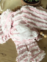 Load image into Gallery viewer, Vintage Pink and White Stripe Chenille Bunny