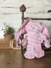 Load image into Gallery viewer, Vintage Pink and White Stripe Chenille Bunny