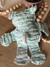 Load image into Gallery viewer, Vintage Sage Green Stripe Chenille and Floral Lamb/Sheep