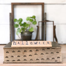 Load image into Gallery viewer, Halloween Vintage Scrabble Sign