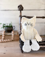 Load image into Gallery viewer, Cream and Silver Thread Vintage Chenille Cat
