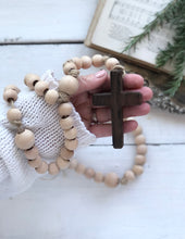 Load image into Gallery viewer, Medium Natural Wood Bead Rosary