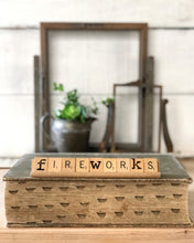 Load image into Gallery viewer, Fireworks Vintage Scrabble Sign
