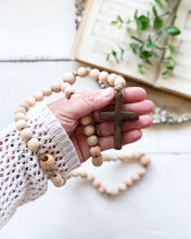 Load image into Gallery viewer, Small Natural Wood Bead Rosary