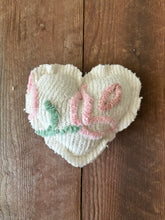 Load image into Gallery viewer, Vintage White, Pink, blue, green Chenille heart
