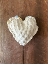Load image into Gallery viewer, Vintage White, Green, yellow and Blue Chenille heart
