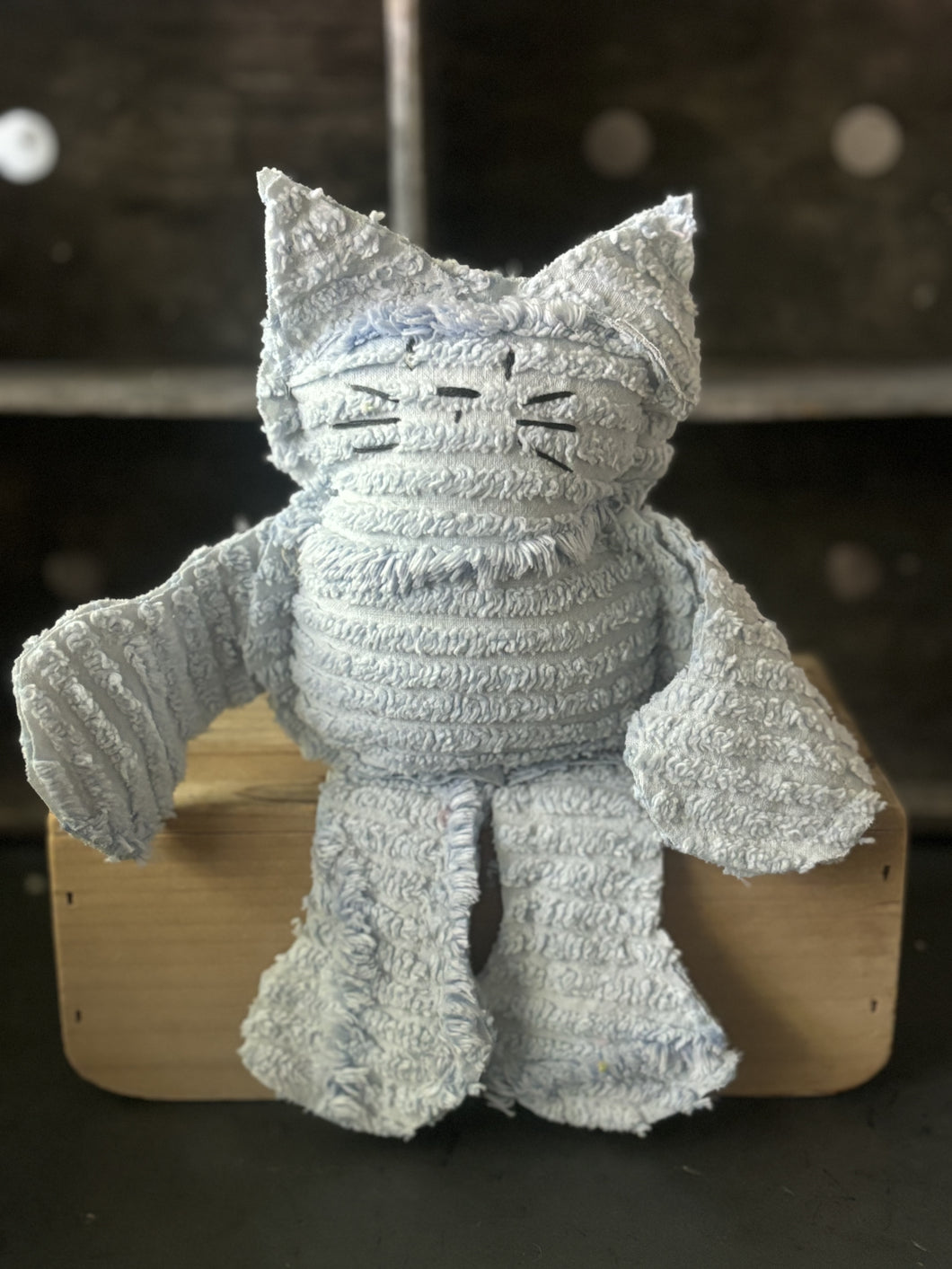 Baby Blue Vintage Chenille Cat