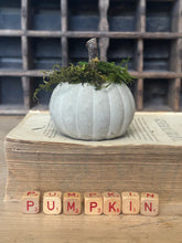 Load image into Gallery viewer, Concrete Moss and Twig Jack O lantern Pumpkin
