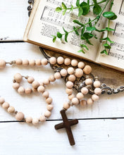 Load image into Gallery viewer, 6 Small Natural Wood Bead Rosaries Wholesale
