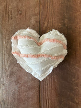 Load image into Gallery viewer, Vintage white and pink stripe Chenille heart
