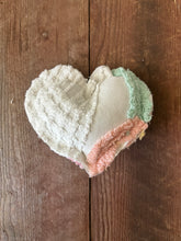 Load image into Gallery viewer, Vintage Green and Peach Chenille heart
