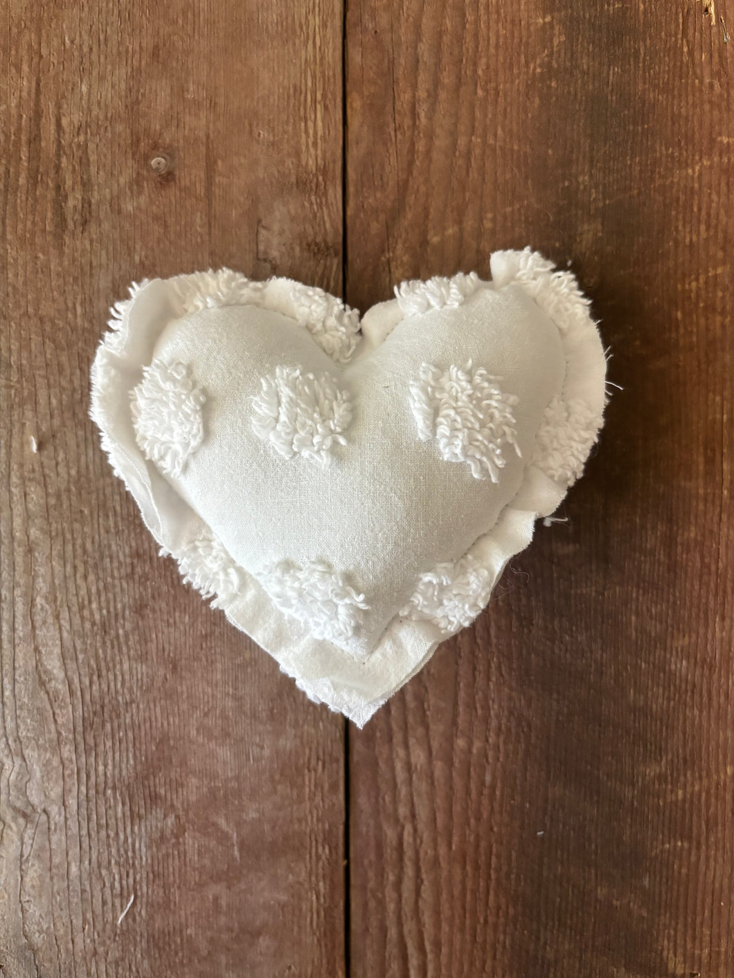 Vintage White Polka Dot Chenille heart