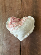Load image into Gallery viewer, Vintage Pink and White Floral Chenille heart

