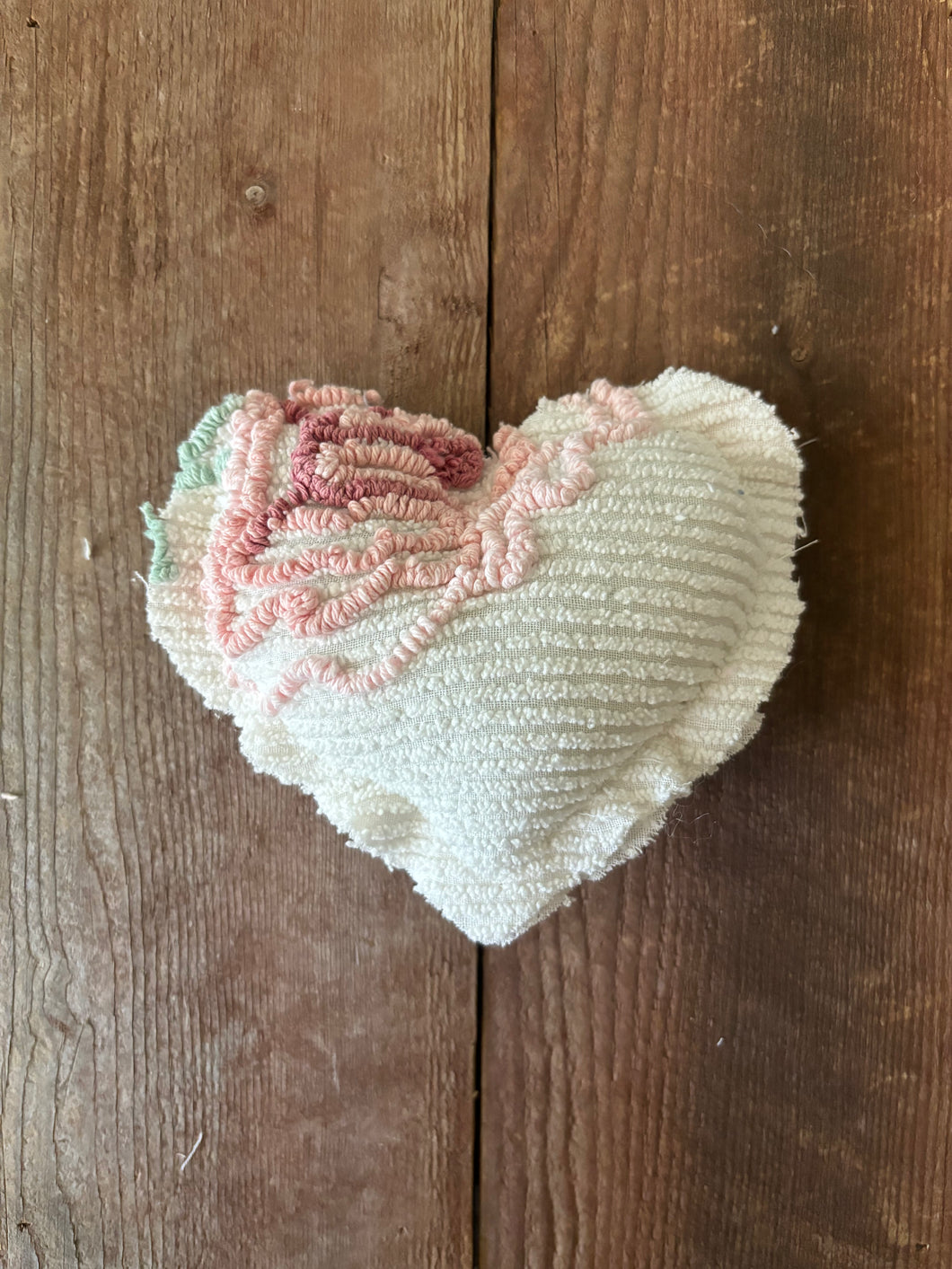 Vintage Pink and White Floral Chenille heart