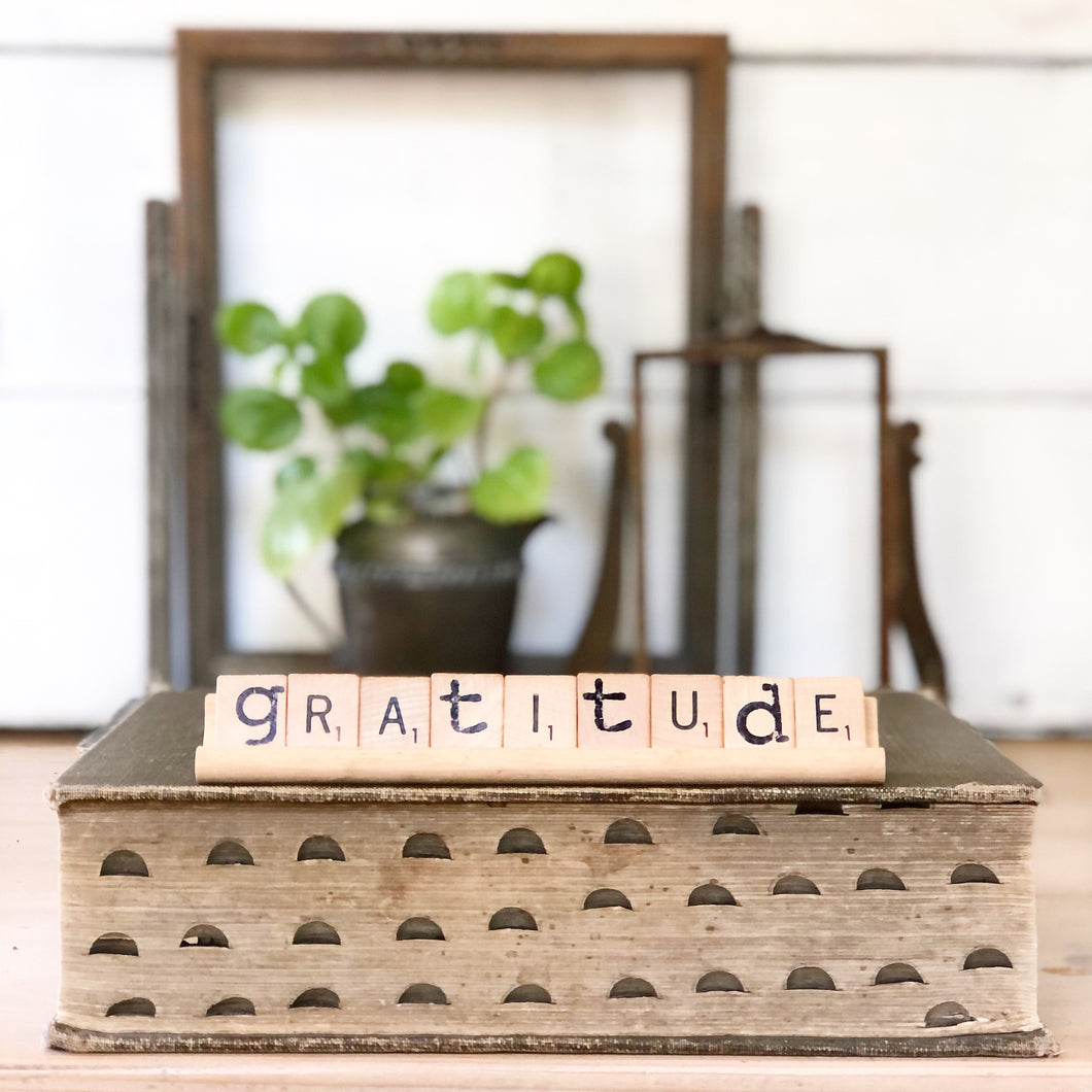 Gratitude Vintage Scrabble Sign