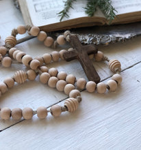 Load image into Gallery viewer, Medium Natural Honeycomb Wood Bead Rosary
