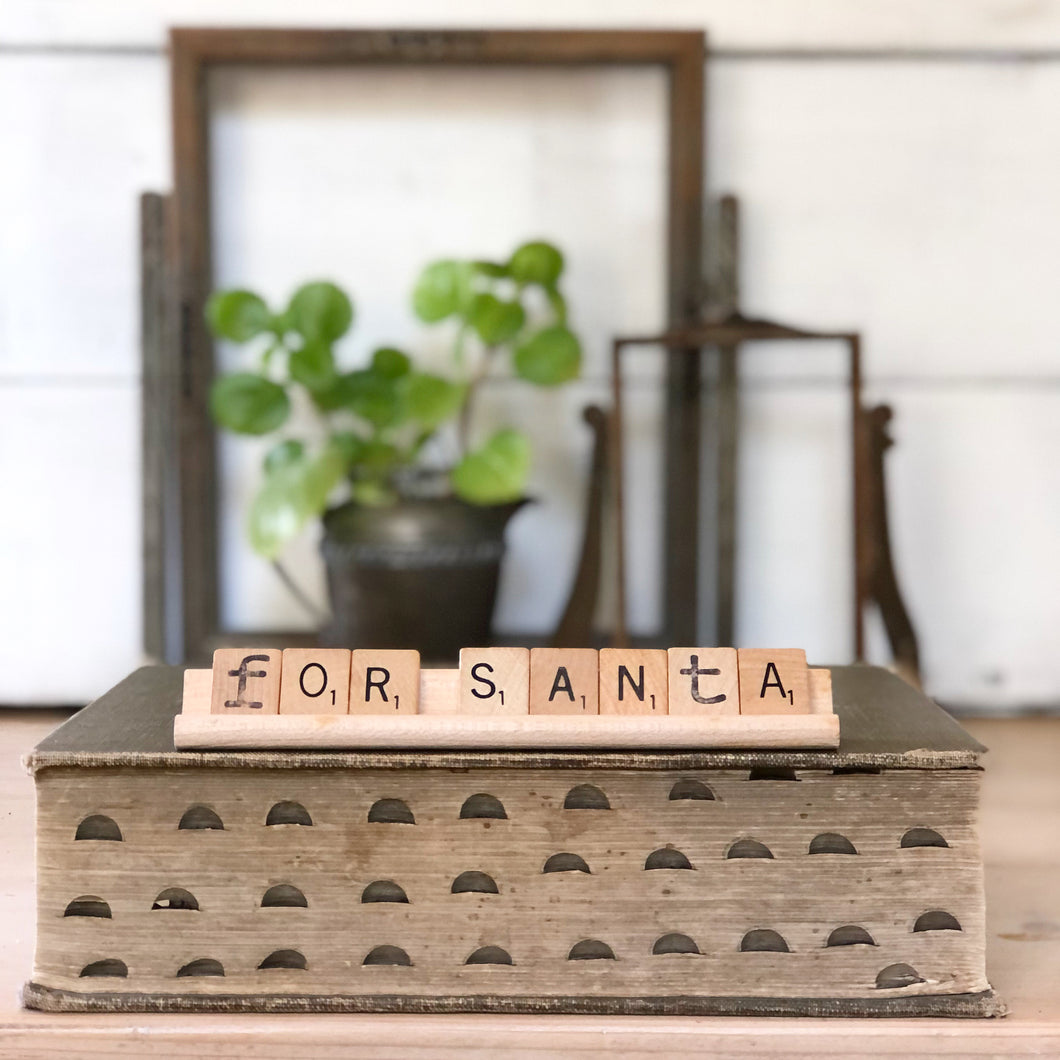 For Santa Vintage Scrabble Sign