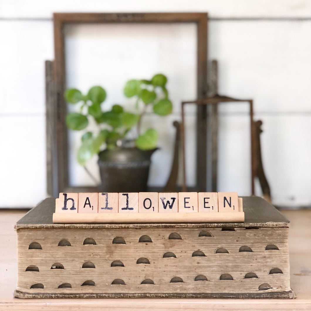 Halloween Vintage Scrabble Sign