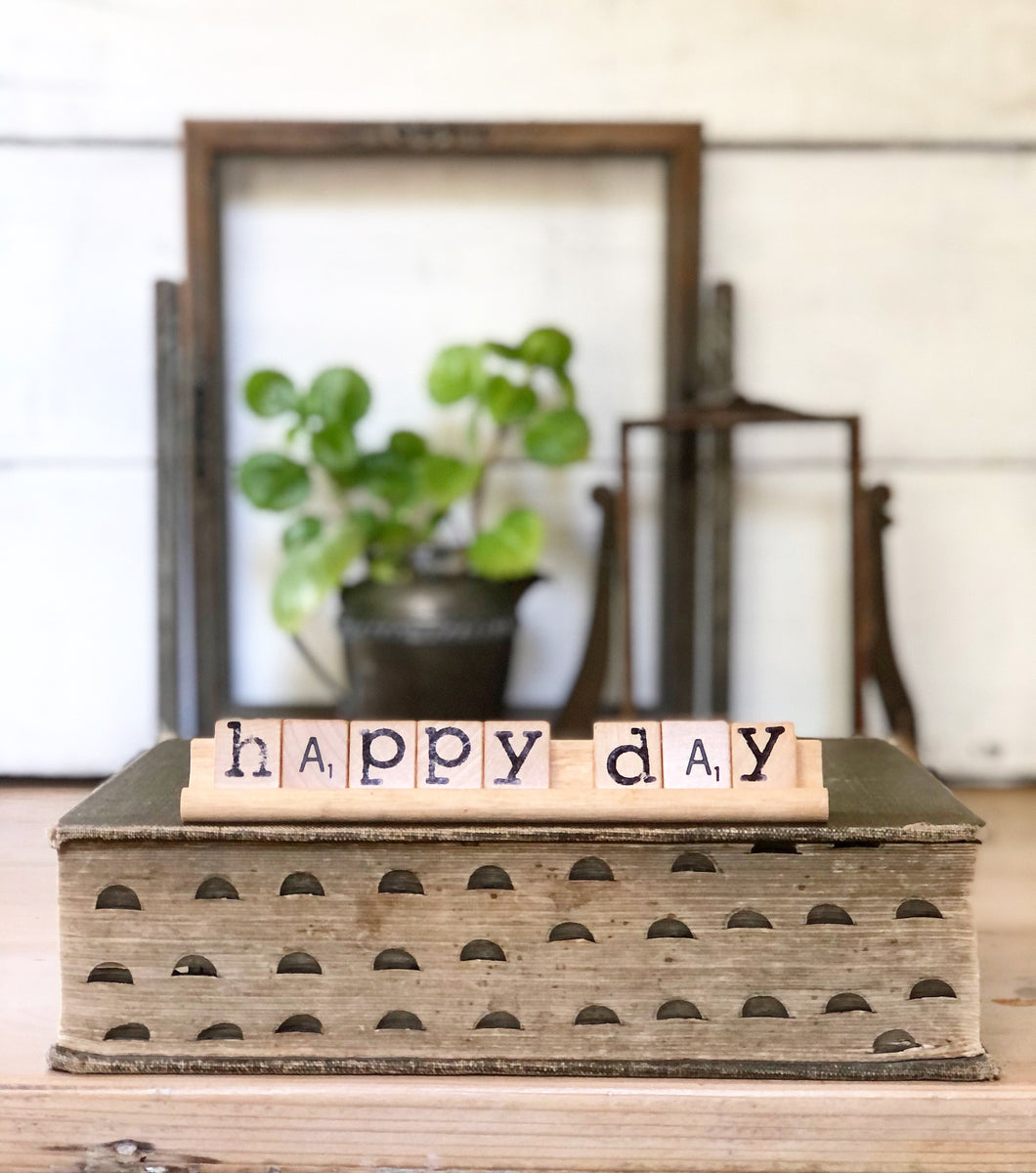 Happy Day Vintage Scrabble Sign