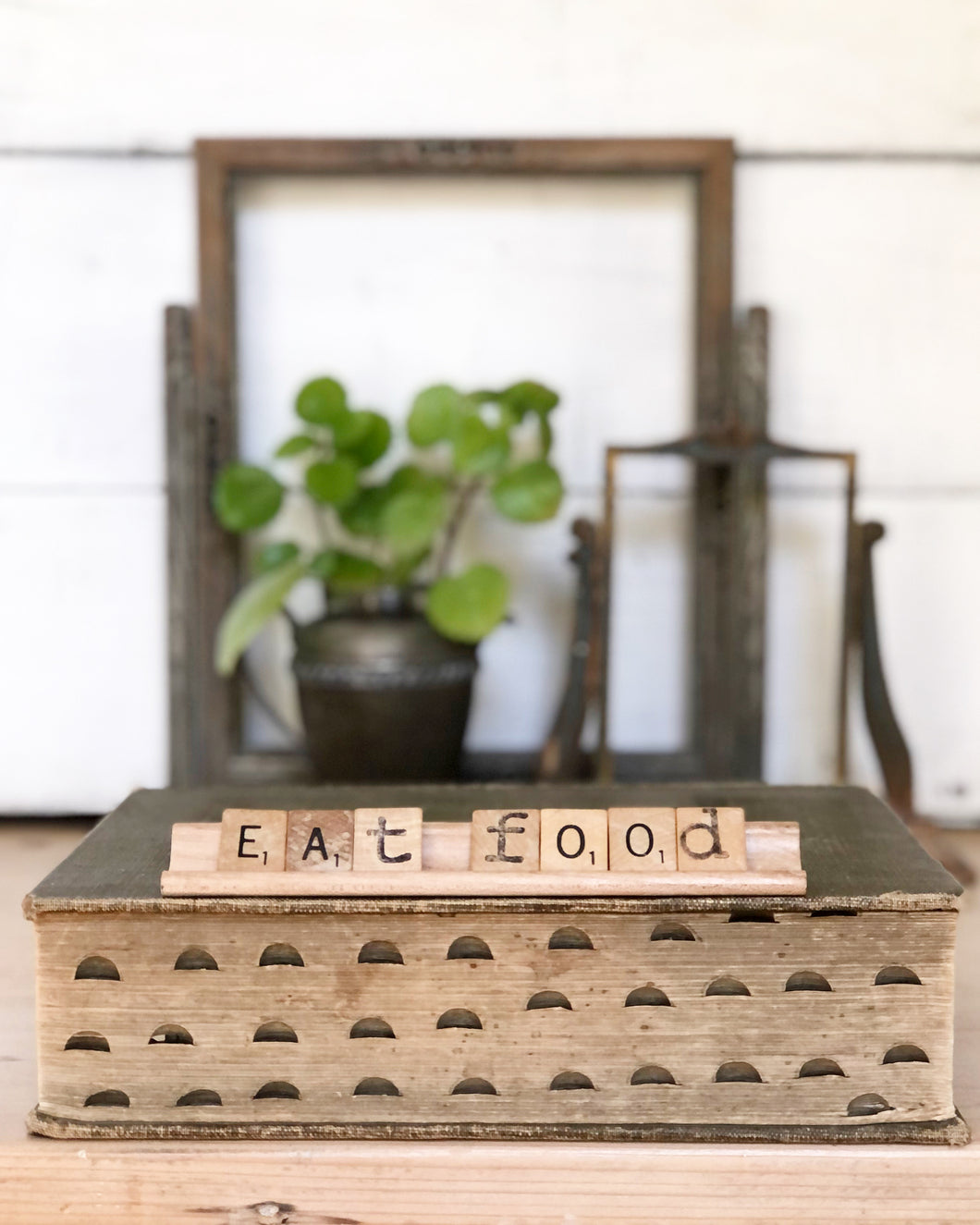 Eat Food Vintage Scrabble Sign