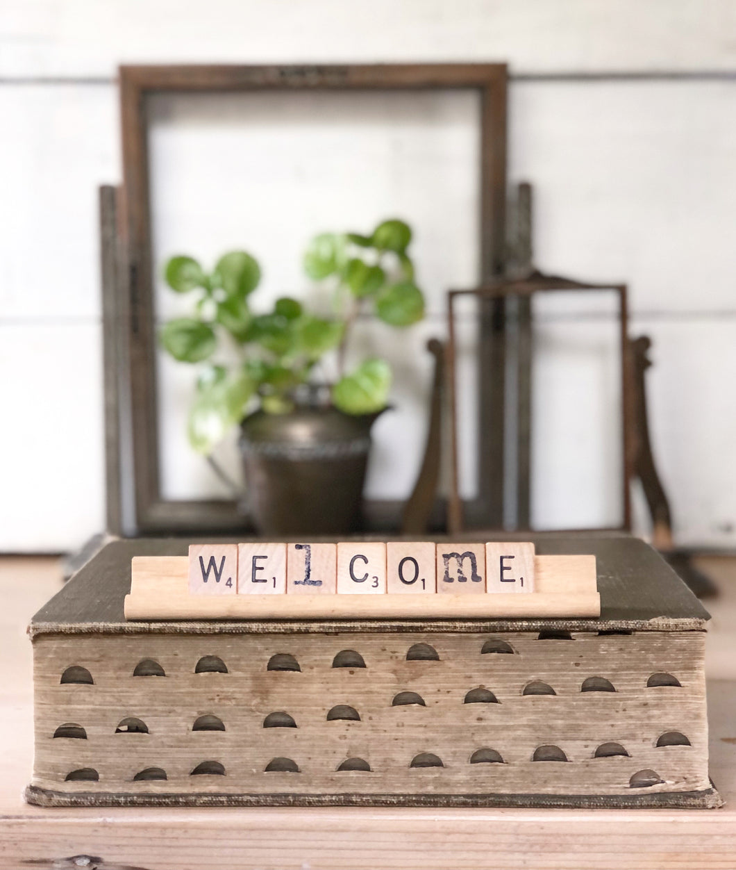 Welcome Vintage Scrabble Sign